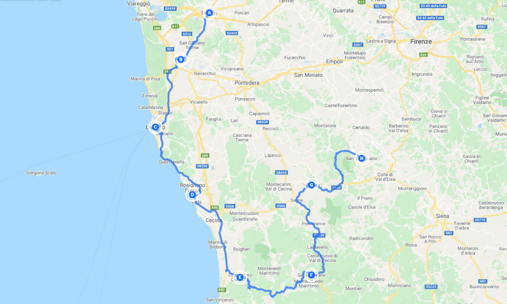 Toscana tirrenica itinerario on the road di 5 giorni